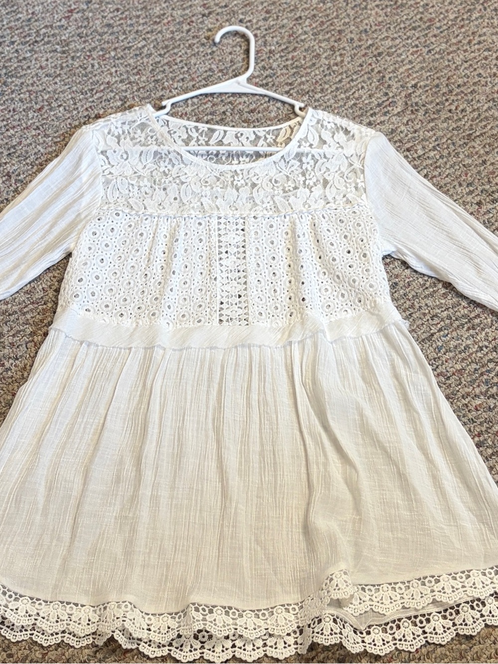 White Eyelet Lace Blouse - Size S